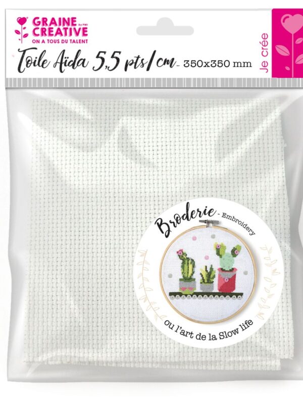 Aida fabric 5.5 pts/cm white 350 x 350 mm