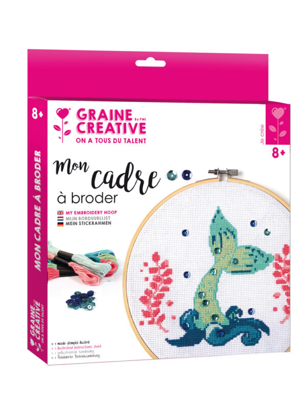 Embroidery hoop kit mermaid wood Ø 200mm