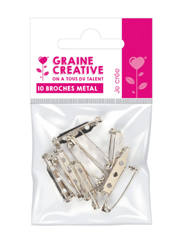 Metal brooches 27mm – Silver (10 pcs)