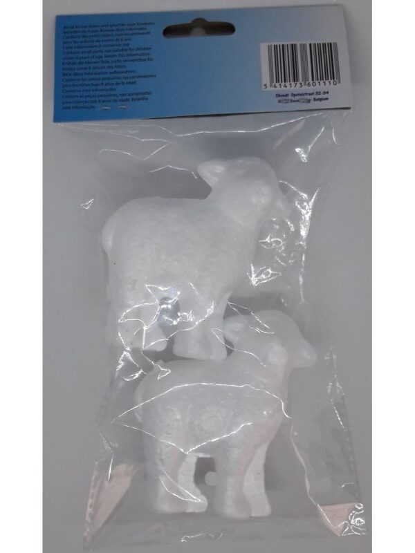 Styrofoam lambs 7.5 x 8 cm, 2 pcs
