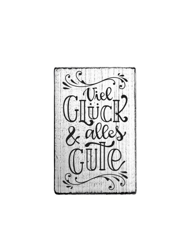 Holzstempel Vintage 70 mm x 42 mm – Viel Glück & alles Gute