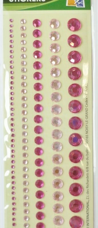 Set of 5 pink adhesive rhinestone strips 145 x 8
