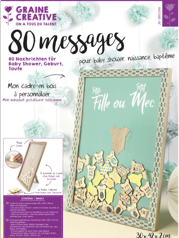 Wooden message frame 300 mm x 420 mm x 20 mm - Birth