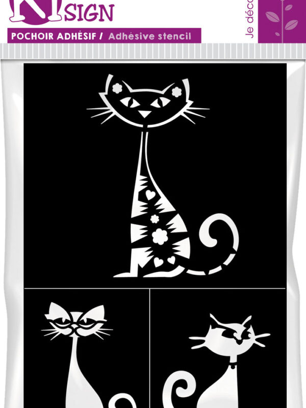 Selbstklebende Schablone, groß – Katzen, 120 x 180 mm