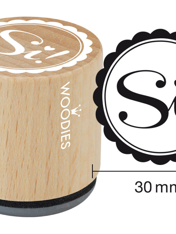 Woodies wooden stamp 30mm – Yes!