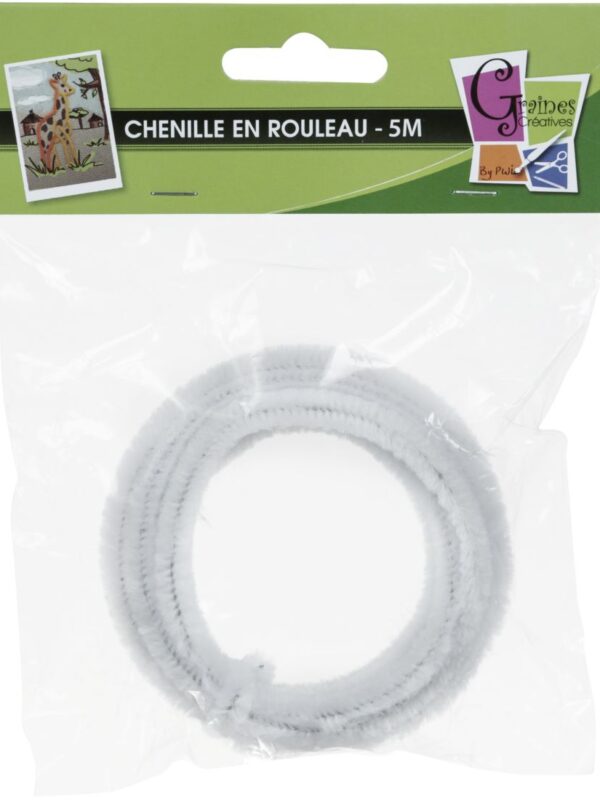 Chenille 8 mm x 5 m white