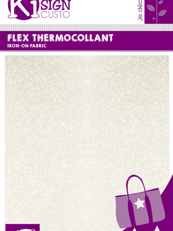 Heat-adhesive flex 150mm x 200mm – Glitter bright white