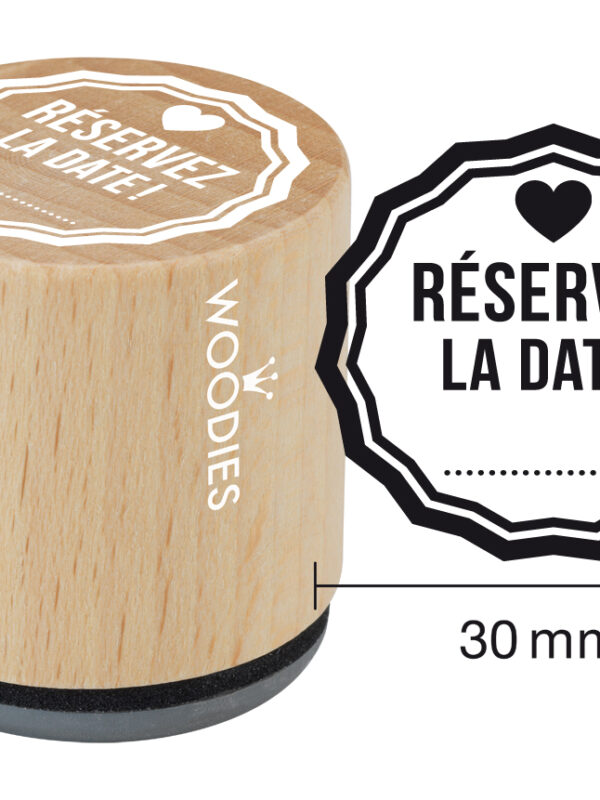 Woodies wooden stamp 30mm – Save the date!