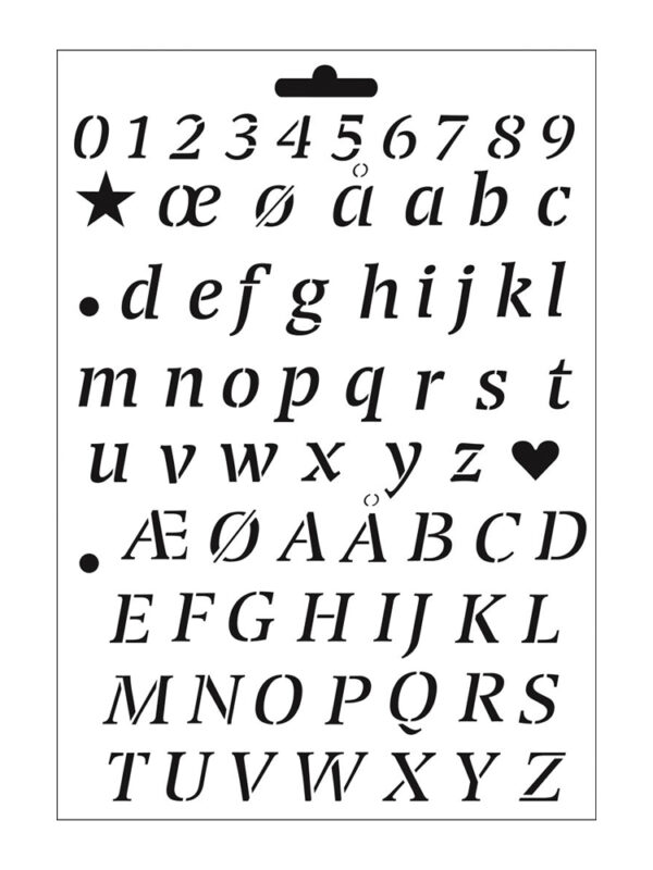 Stencil alphabet uppercase and lowercase 16.8cm x 24cm