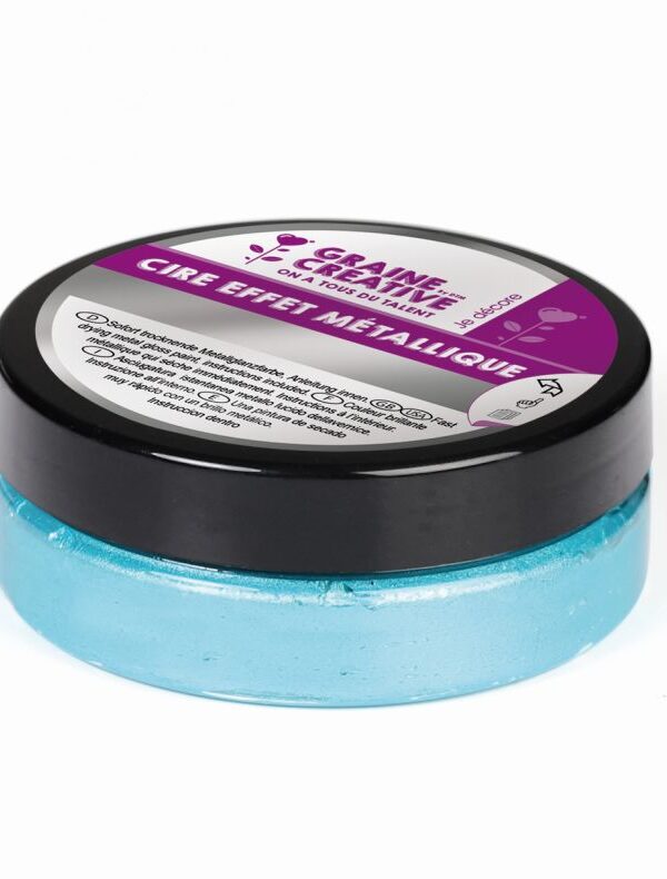 Metallic wax effect turquoise blue