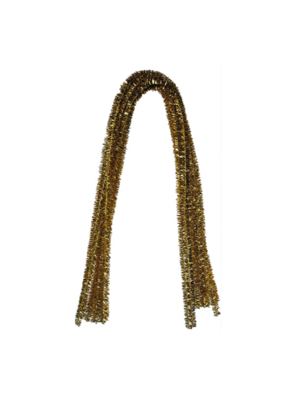 Chenille 8 mm x 500 mm - Glitter gold (10 pcs) ZKK