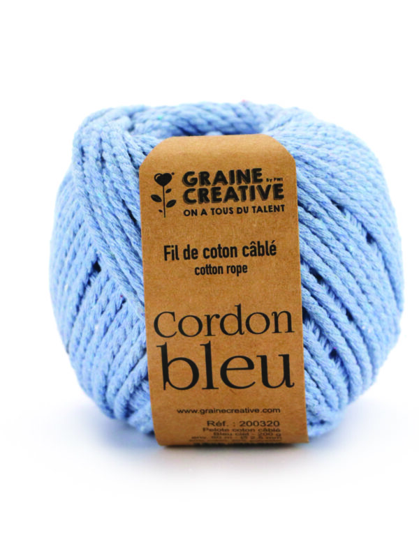 Ball of cotton cable sky blue Ø2.5mm – 200g