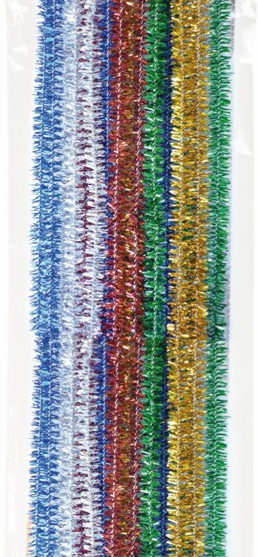 Chenille Ø 6 mm x 30 cm – Glitter – 5 colours (20 pcs)