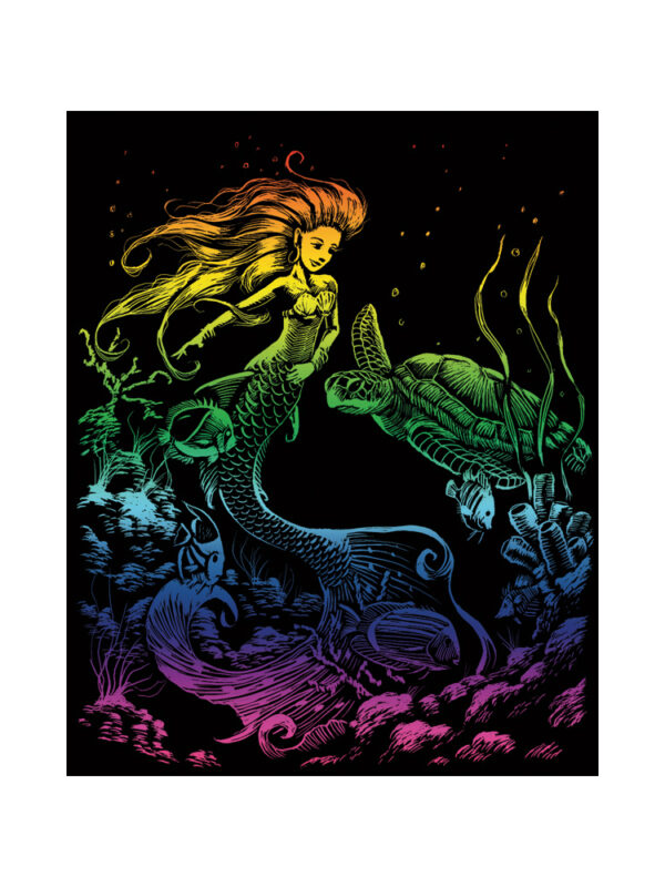 Kraskaart regenboog 203x254mm Zeemeermin