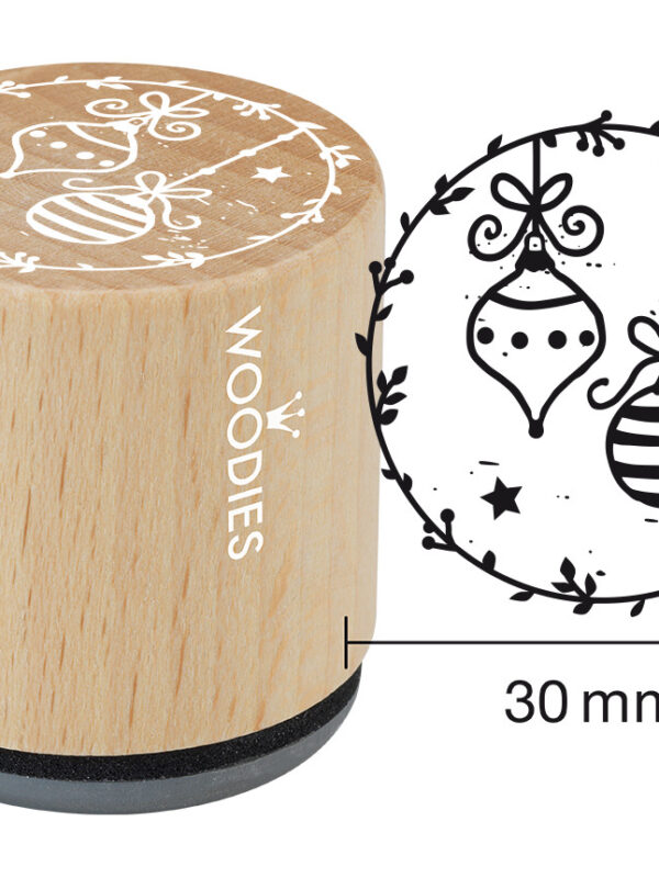 Houten stempel Woodies 30mm - Kerstballen