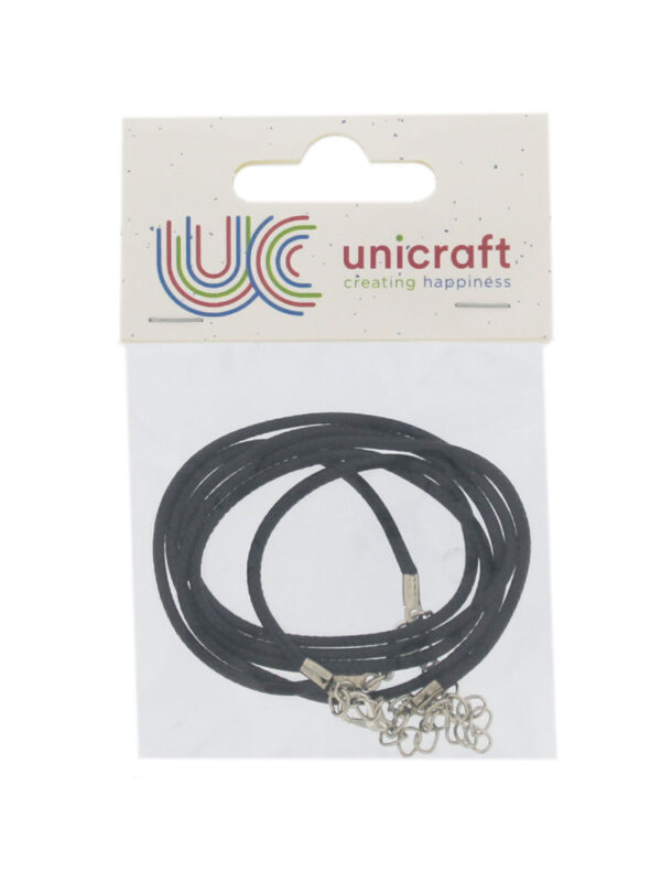Waxed cotton necklace black 45cm Ø2mm (2 pcs)