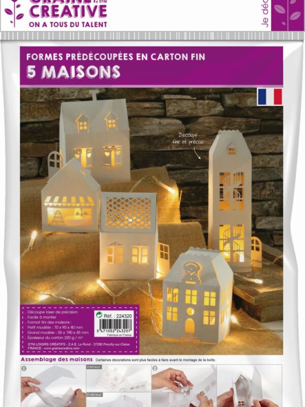 Cardboard white houses to assemble (5 pcs)