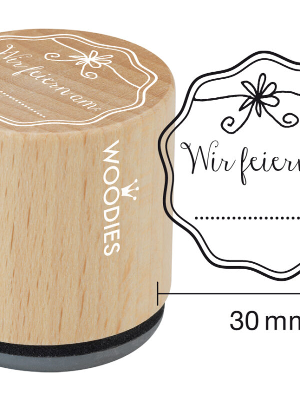 Houten stempel Woodies 30mm - Wir feiern am