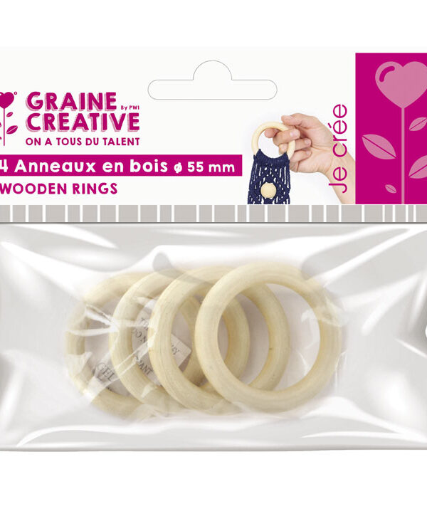 Set of 4 wooden rings Ø 55 mm