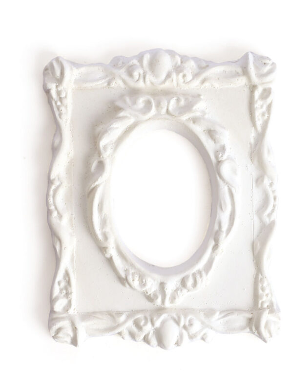 Plaster baroque rectangle frame + oval window