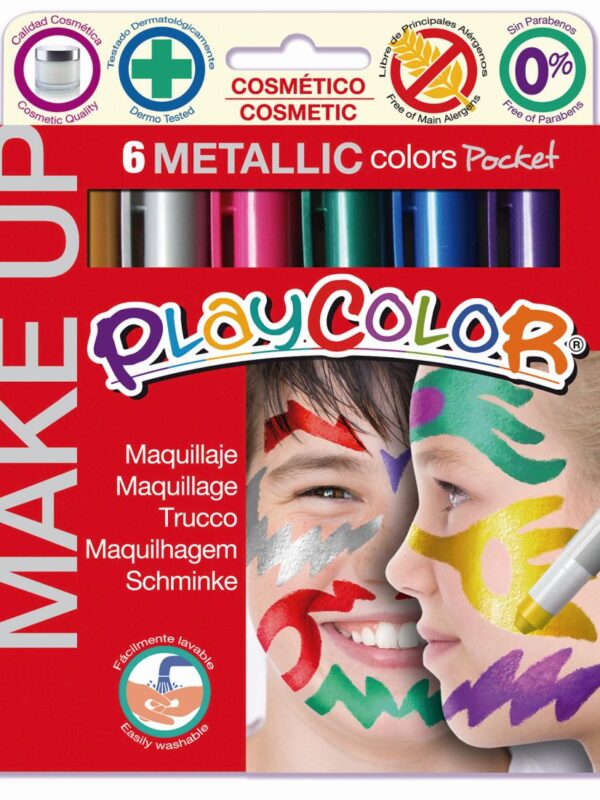 Doos met 6 metallic make-upsticks met zakje