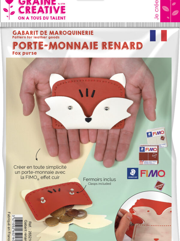 Fimo leather effect pattern – Fox wallet 12.5cm x 8cm