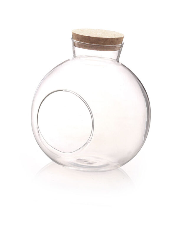 Glass ball + cork stopper Ø 17 H 18 cm