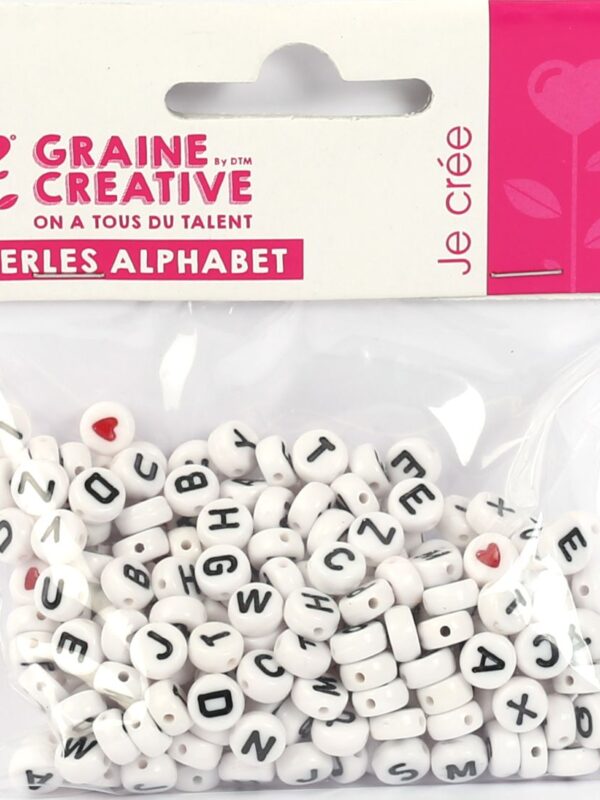 Bag of 250 white alphabet beads
