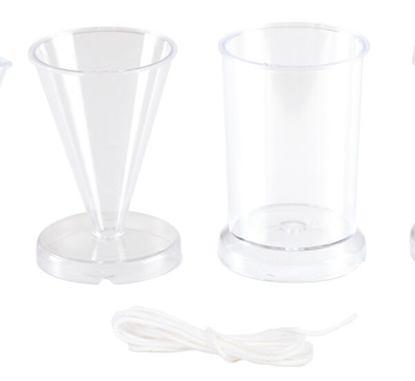 Transparent candle molds (4 pcs) + 1 m wick