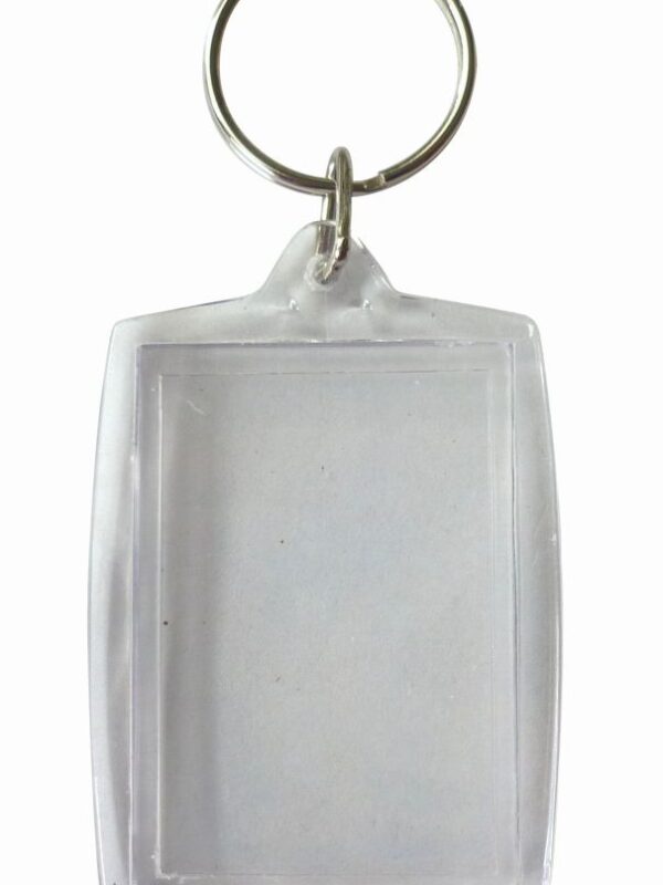 Set of 6 transparent rectangular key rings 50 x 40