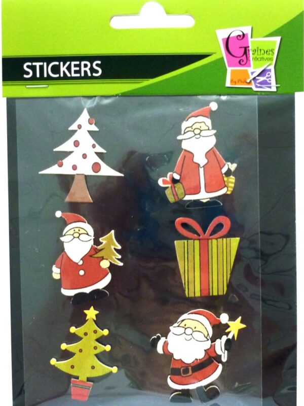 Set 6 Santa Claus and trees adhesive 40 mm