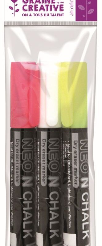 Set van 3 krijtmarkeerstiften 6 mm wit-geel-roze