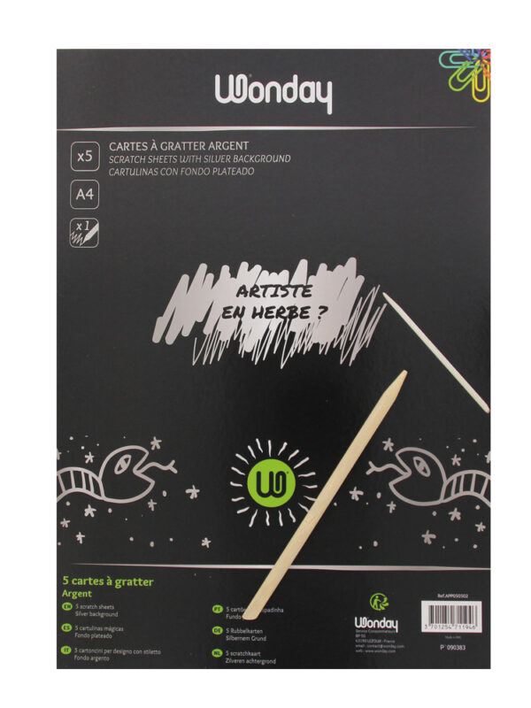 Scratch cards + pen A4 P/5 silver