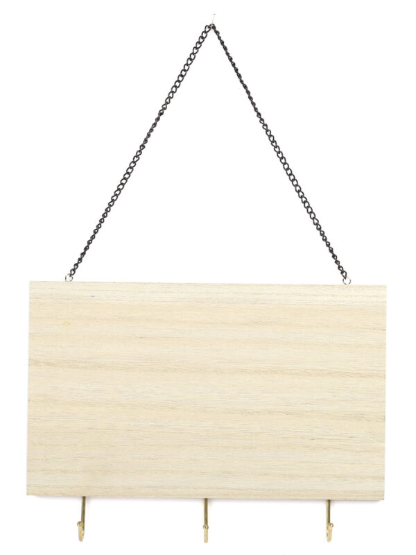 Wooden key holder with 3 hooks 250 x 180 x 5 mm