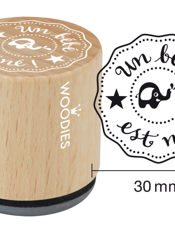 Woodies wooden stamp 30mm – A baby is born!