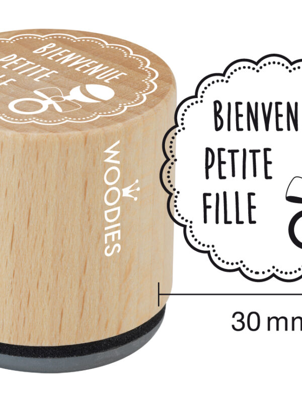 Woodies wooden stamp 30mm – Welcome little girl