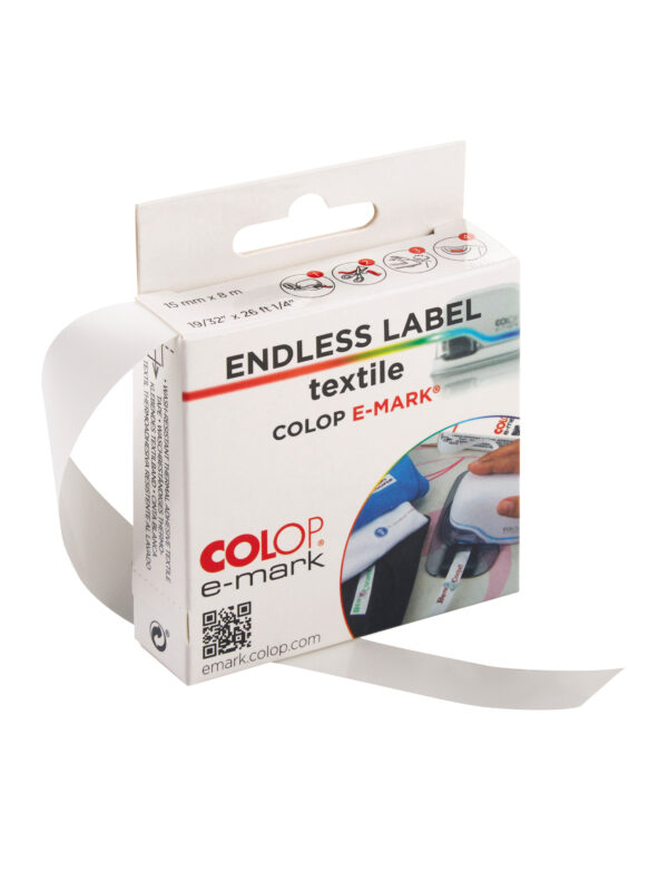 Colop E-mark Go – Heat-adhesive textile tape 14mm x 8mm