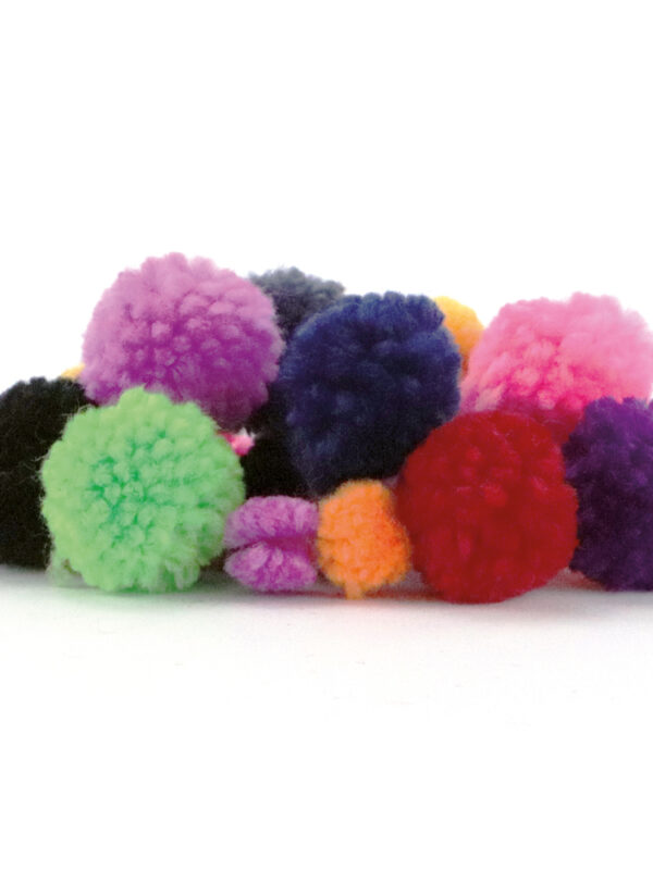 Fluffy pompons Ø 15 mm – Ø 30 mm – Assorted colours (24 pcs)
