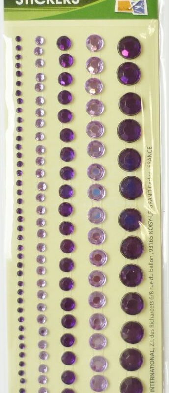 Set of 5 self-adhesive rhinestone strips violet