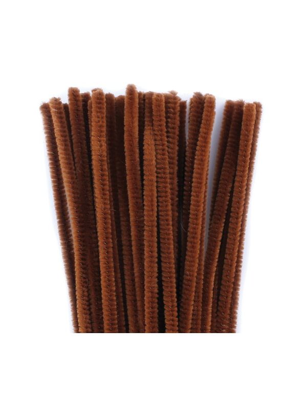 Lot 50 chenilles 6mm x 30cm brun