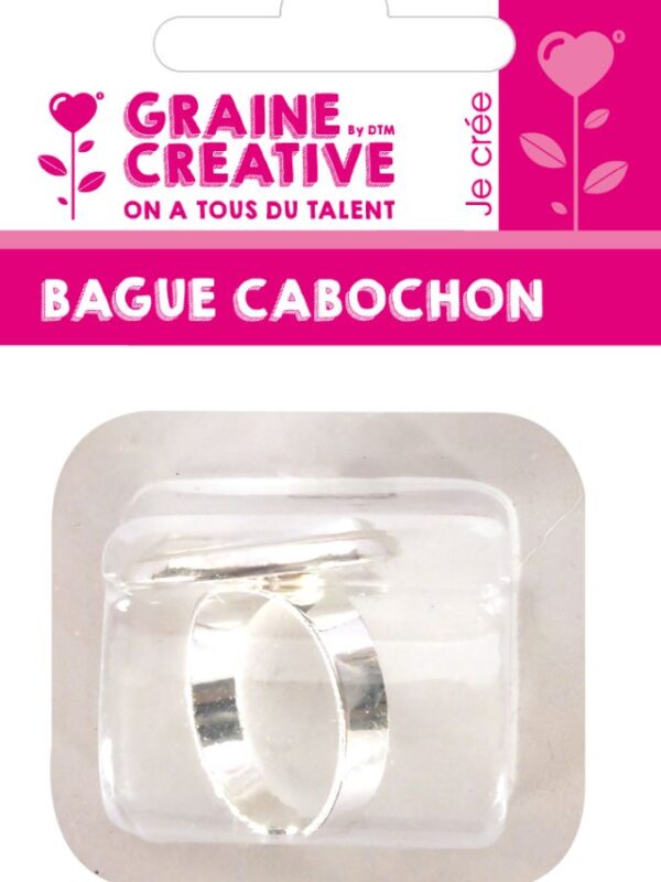 Round ring 20mm silver colour + cabochon