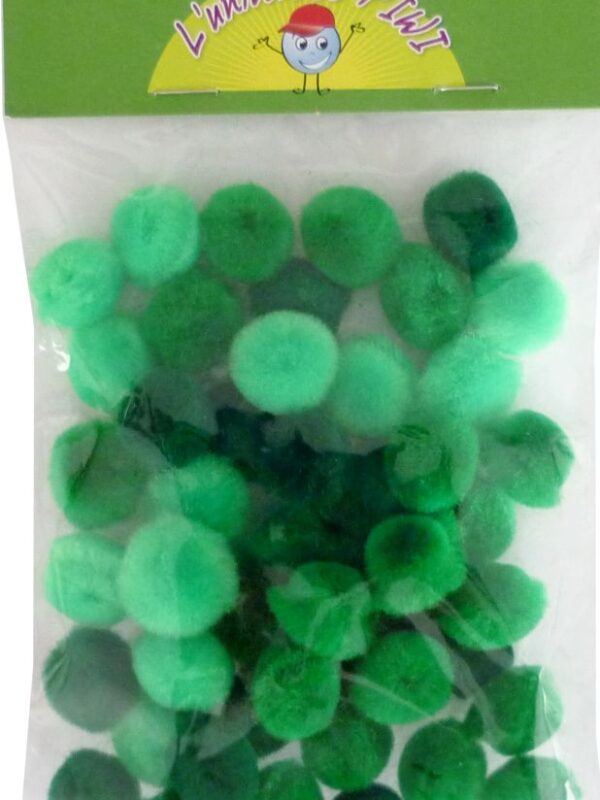 Pompons 15 mm P/45 assorted shades of green