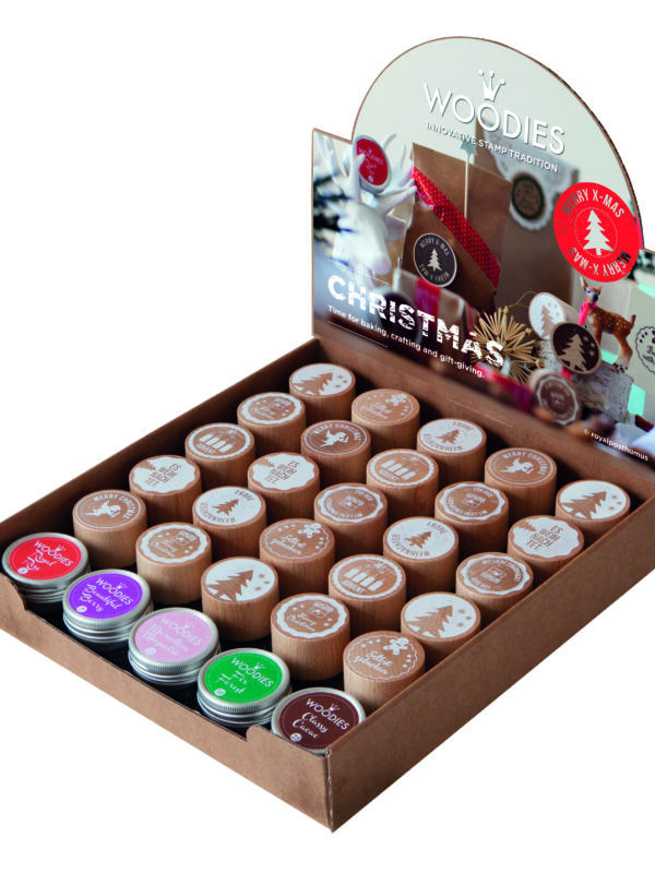Display Woodies Christmas – 25 wooden stamps + 5 ink pads