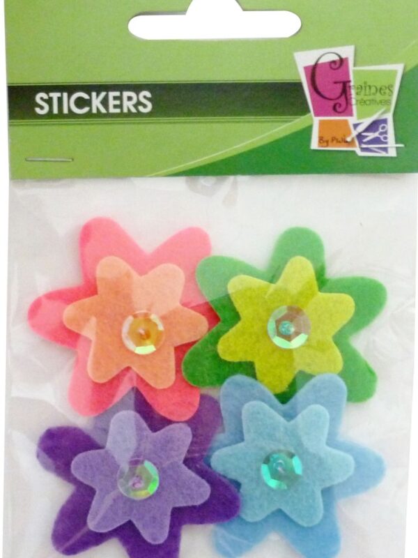Pack of 4 felt flowers assorted colours