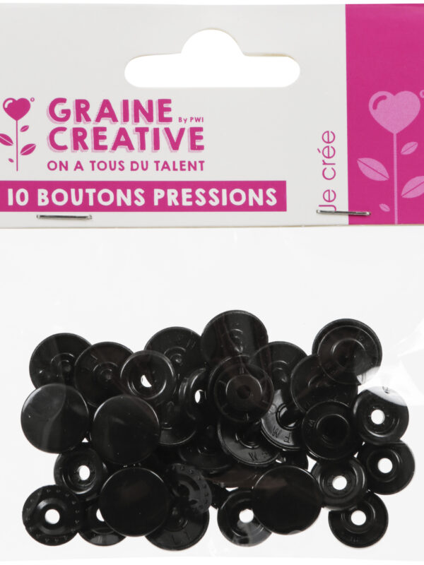 Set of 10 resin snap buttons black size 20 (12.2)