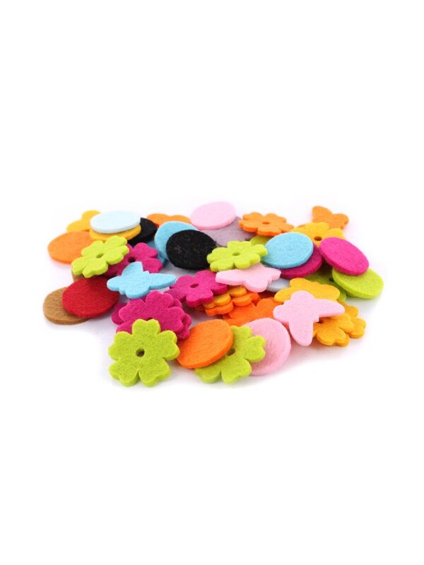 Assorted felt flowers/rounds/butterflies (50 pcs)