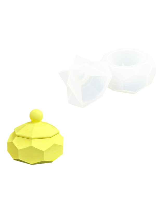 Silicone mould faceted box with lid