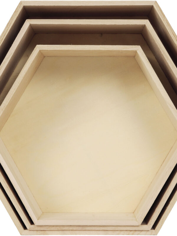 3 hexagonal shelves 395 x 345 x 100 nesting