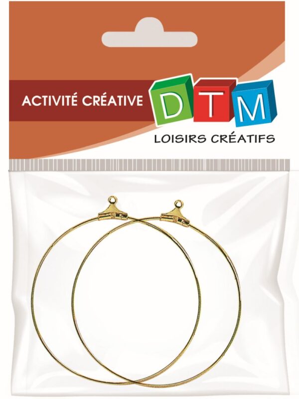 Sachet of 2 gold creole hoops diameter 50mm