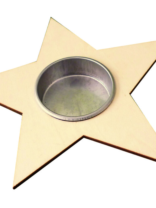Tea light holder wood star 13 cm x 13 cm